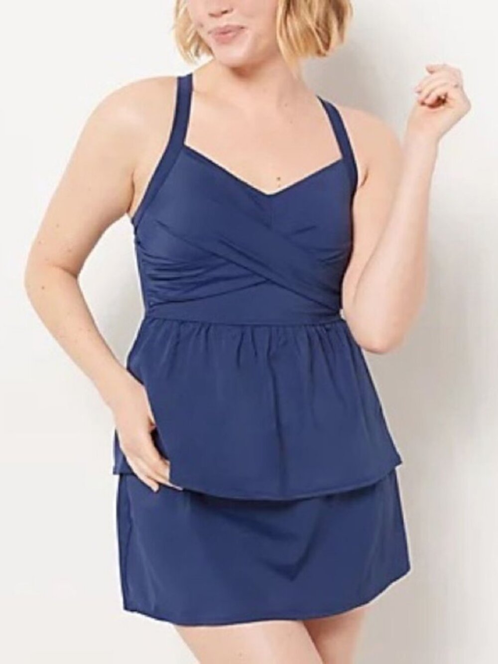 Denim & Co. Beach Twist Front Tankini with Skirt